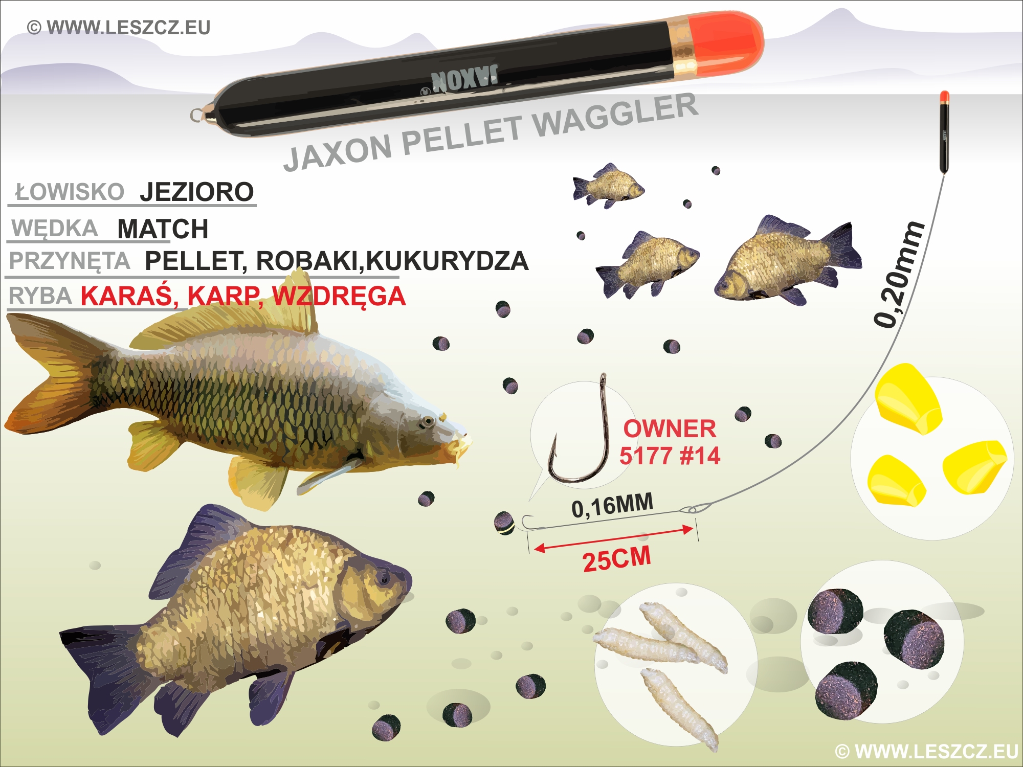 JAXON ZESTAW 332 - SPŁAWIK PELLET WAGGLER